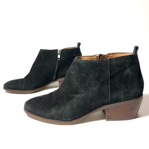 J Crew Womens Sawyer Black Suede Side Zip Booties Ankle Boots‎ Size 8 C9868